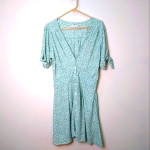 Faithfull the Brand Marianne Green Floral Mini Dress, size 6
